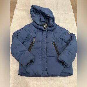 [S]Snow Owl Blue Puffer Jacket with Hood